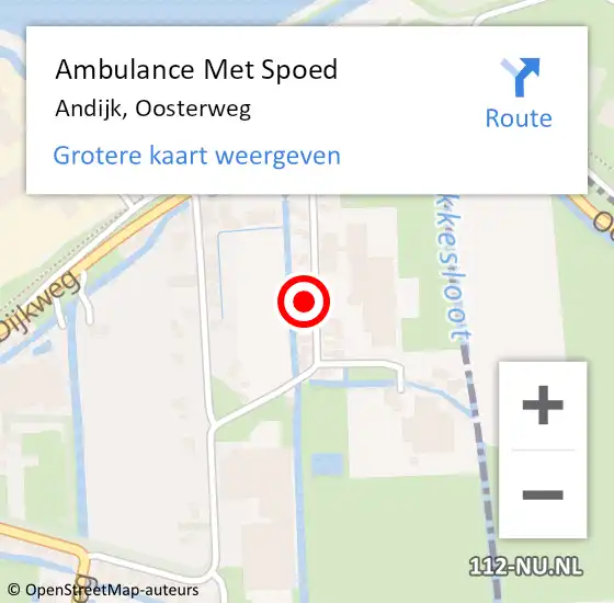 Locatie op kaart van de 112 melding: Ambulance Met Spoed Naar Andijk, Oosterweg op 3 augustus 2024 14:23