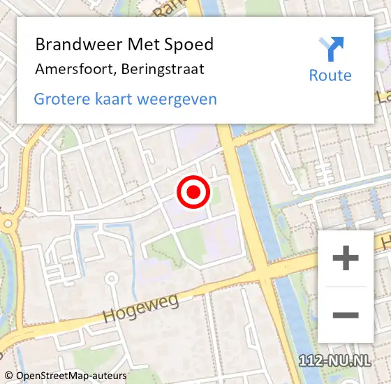 Locatie op kaart van de 112 melding: Brandweer Met Spoed Naar Amersfoort, Beringstraat op 3 augustus 2024 14:29