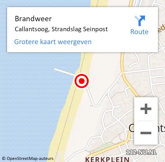 Locatie op kaart van de 112 melding: Brandweer Callantsoog, Strandslag Seinpost op 3 augustus 2024 14:47