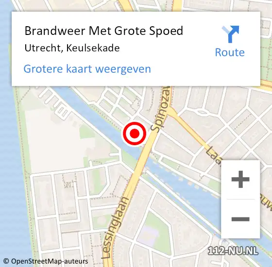 Locatie op kaart van de 112 melding: Brandweer Met Grote Spoed Naar Utrecht, Keulsekade op 3 augustus 2024 14:51