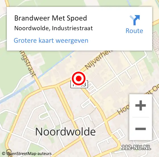 Locatie op kaart van de 112 melding: Brandweer Met Spoed Naar Noordwolde, Industriestraat op 3 augustus 2024 15:16