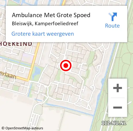 Locatie op kaart van de 112 melding: Ambulance Met Grote Spoed Naar Bleiswijk, Kamperfoeliedreef op 3 augustus 2024 15:20