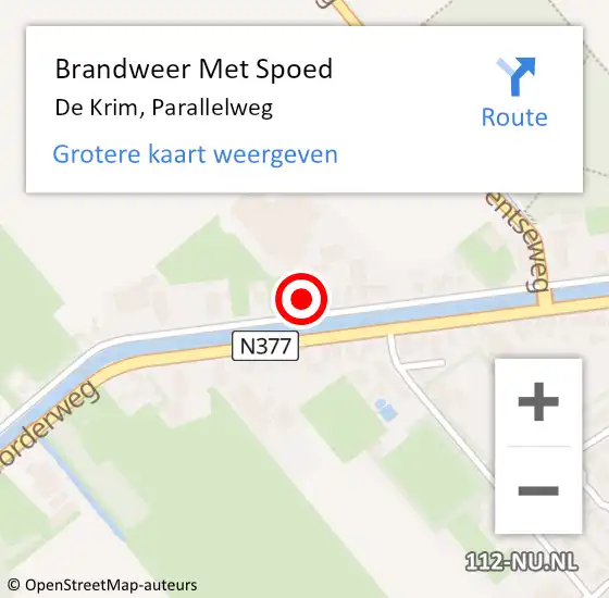 Locatie op kaart van de 112 melding: Brandweer Met Spoed Naar De Krim, Parallelweg op 3 augustus 2024 15:35