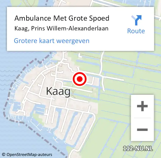 Locatie op kaart van de 112 melding: Ambulance Met Grote Spoed Naar Kaag, Prins Willem-Alexanderlaan op 3 augustus 2024 15:37