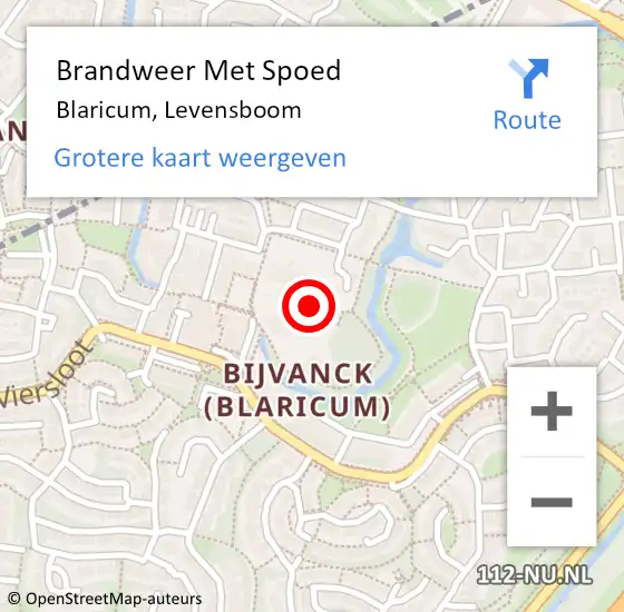 Locatie op kaart van de 112 melding: Brandweer Met Spoed Naar Blaricum, Levensboom op 3 augustus 2024 15:45