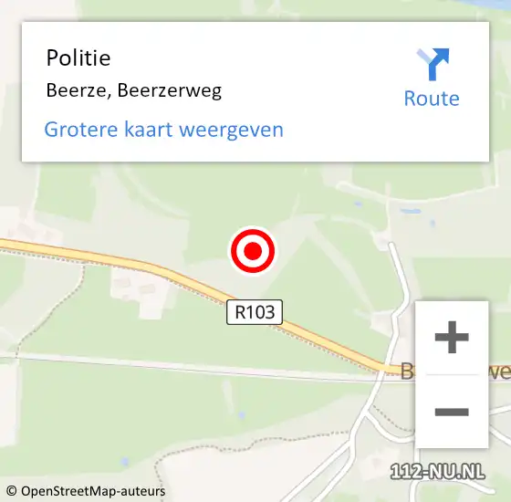 Locatie op kaart van de 112 melding: Politie Beerze, Beerzerweg op 3 augustus 2024 15:51