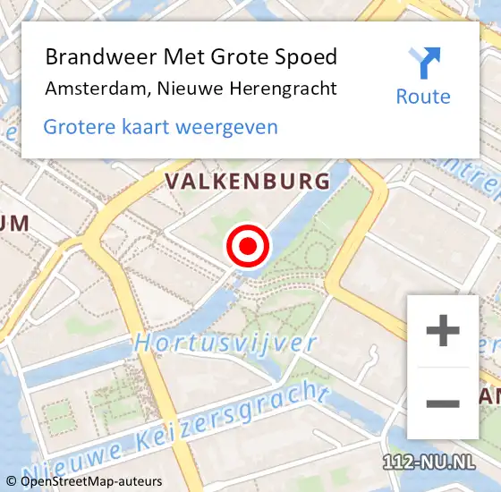 Locatie op kaart van de 112 melding: Brandweer Met Grote Spoed Naar Amsterdam, Nieuwe Herengracht op 3 augustus 2024 15:52