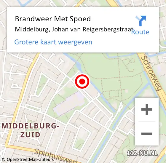 Locatie op kaart van de 112 melding: Brandweer Met Spoed Naar Middelburg, Johan van Reigersbergstraat op 3 augustus 2024 16:01