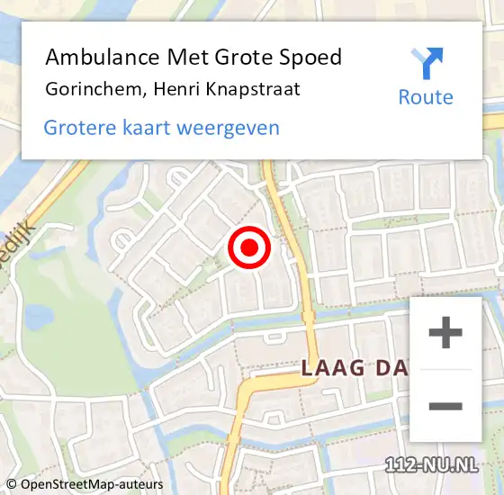 Locatie op kaart van de 112 melding: Ambulance Met Grote Spoed Naar Gorinchem, Henri Knapstraat op 3 augustus 2024 16:07