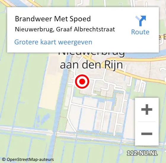 Locatie op kaart van de 112 melding: Brandweer Met Spoed Naar Nieuwerbrug aan den Rijn, Graaf Albrechtstraat op 3 augustus 2024 16:24