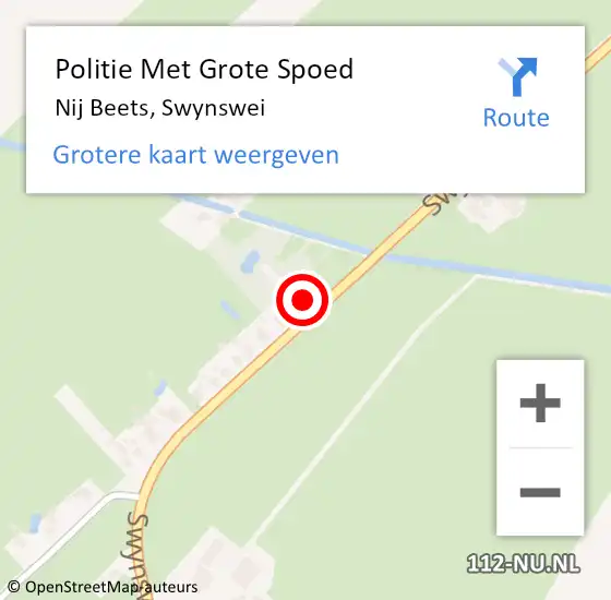 Locatie op kaart van de 112 melding: Politie Met Grote Spoed Naar Nij Beets, Swynswei op 3 augustus 2024 16:24