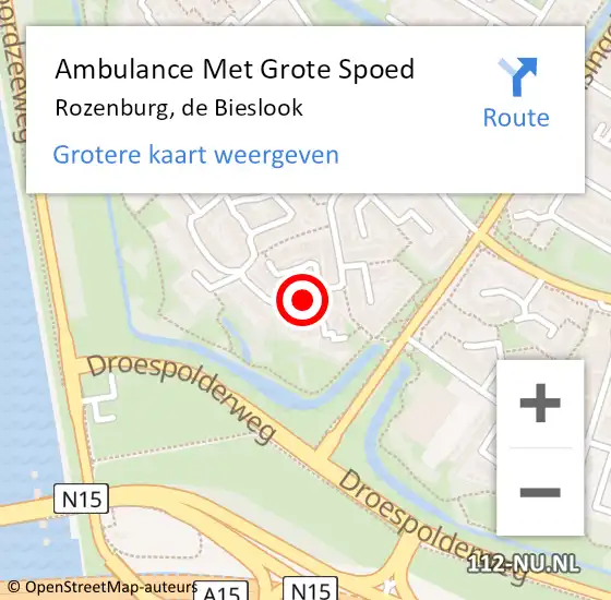 Locatie op kaart van de 112 melding: Ambulance Met Grote Spoed Naar Rozenburg, de Bieslook op 3 augustus 2024 16:29