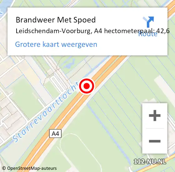 Locatie op kaart van de 112 melding: Brandweer Met Spoed Naar Leidschendam-Voorburg, A4 hectometerpaal: 42,6 op 3 augustus 2024 16:32