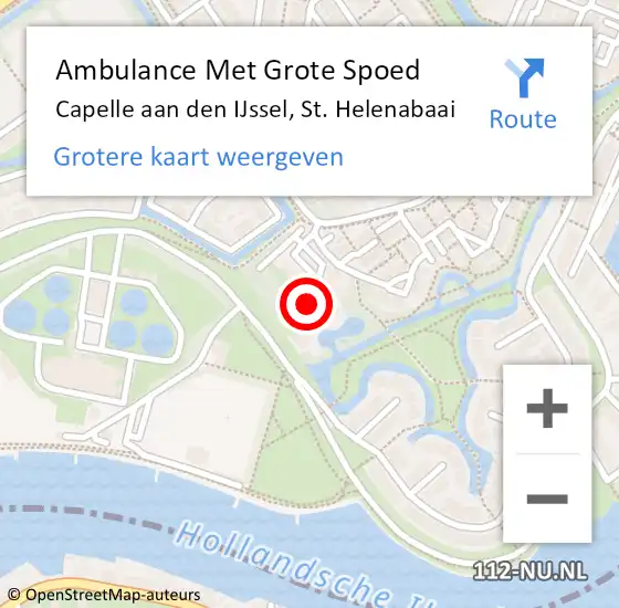 Locatie op kaart van de 112 melding: Ambulance Met Grote Spoed Naar Capelle aan den IJssel, St. Helenabaai op 3 augustus 2024 16:36