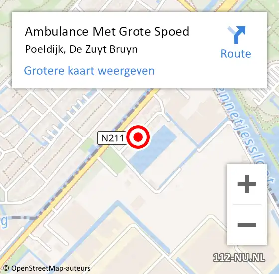 Locatie op kaart van de 112 melding: Ambulance Met Grote Spoed Naar Poeldijk, De Zuyt Bruyn op 3 augustus 2024 17:05