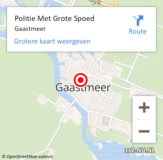 Locatie op kaart van de 112 melding: Politie Met Grote Spoed Naar Gaastmeer op 3 augustus 2024 17:22