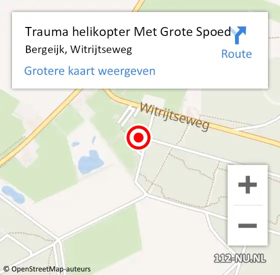 Locatie op kaart van de 112 melding: Trauma helikopter Met Grote Spoed Naar Bergeijk, Witrijtseweg op 3 augustus 2024 17:42