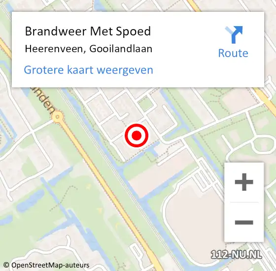 Locatie op kaart van de 112 melding: Brandweer Met Spoed Naar Heerenveen, Gooilandlaan op 3 augustus 2024 18:04