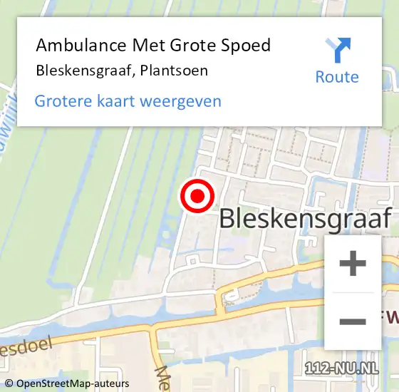 Locatie op kaart van de 112 melding: Ambulance Met Grote Spoed Naar Bleskensgraaf, Plantsoen op 3 augustus 2024 18:06