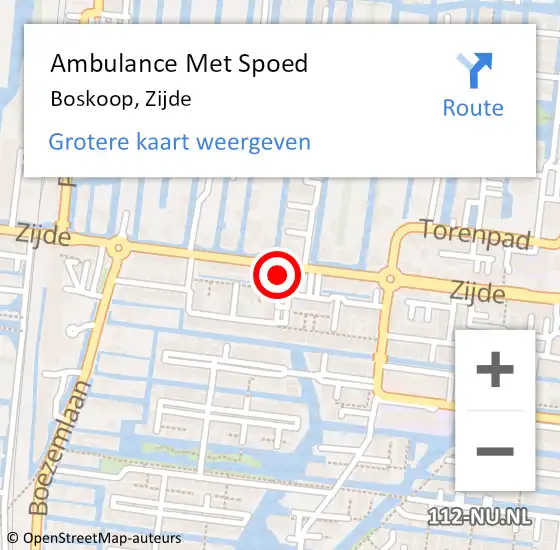 Locatie op kaart van de 112 melding: Ambulance Met Spoed Naar Boskoop, Zijde op 3 augustus 2024 18:27