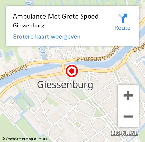 Locatie op kaart van de 112 melding: Ambulance Met Grote Spoed Naar Giessenburg op 3 augustus 2024 18:30