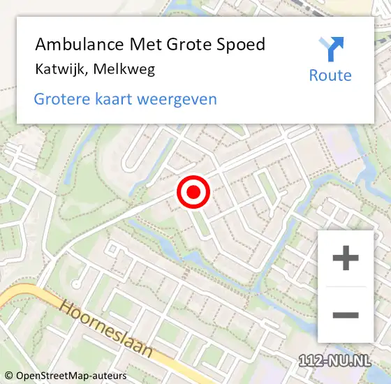 Locatie op kaart van de 112 melding: Ambulance Met Grote Spoed Naar Katwijk, Melkweg op 3 augustus 2024 19:11