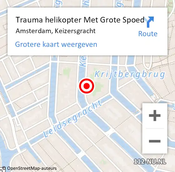 Locatie op kaart van de 112 melding: Trauma helikopter Met Grote Spoed Naar Amsterdam, Keizersgracht op 3 augustus 2024 19:12