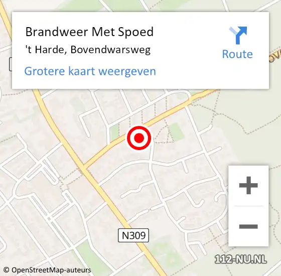 Locatie op kaart van de 112 melding: Brandweer Met Spoed Naar 't Harde, Bovendwarsweg op 3 augustus 2024 19:12