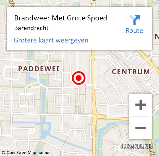 Locatie op kaart van de 112 melding: Brandweer Met Grote Spoed Naar Barendrecht op 3 augustus 2024 19:24