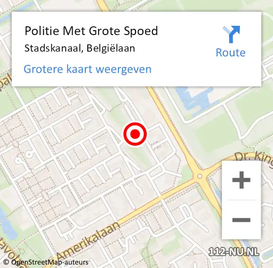 Locatie op kaart van de 112 melding: Politie Met Grote Spoed Naar Stadskanaal, Belgiëlaan op 3 augustus 2024 19:26