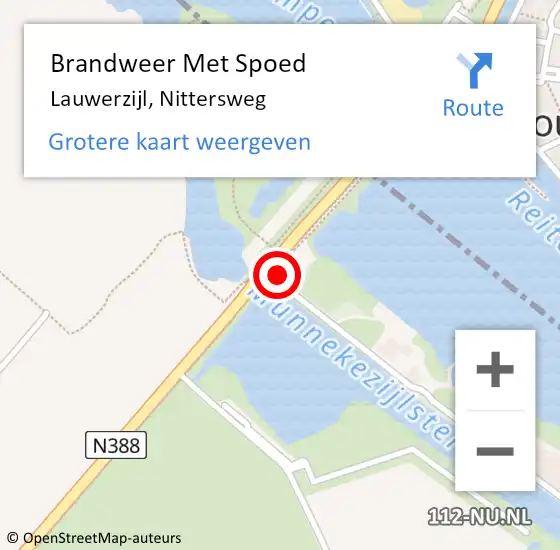 Locatie op kaart van de 112 melding: Brandweer Met Spoed Naar Lauwerzijl, Nittersweg op 3 augustus 2024 19:53