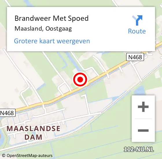 Locatie op kaart van de 112 melding: Brandweer Met Spoed Naar Maasland, Oostgaag op 3 augustus 2024 19:54