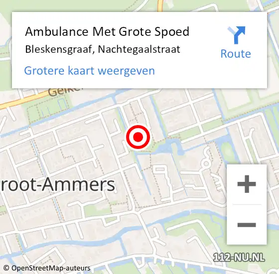 Locatie op kaart van de 112 melding: Ambulance Met Grote Spoed Naar Bleskensgraaf, Nachtegaalstraat op 3 augustus 2024 20:06