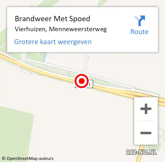 Locatie op kaart van de 112 melding: Brandweer Met Spoed Naar Vierhuizen, Menneweersterweg op 15 oktober 2014 10:05