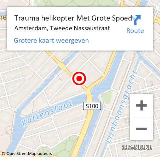 Locatie op kaart van de 112 melding: Trauma helikopter Met Grote Spoed Naar Amsterdam, Tweede Nassaustraat op 3 augustus 2024 20:34