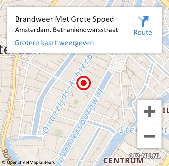 Locatie op kaart van de 112 melding: Brandweer Met Grote Spoed Naar Amsterdam, Bethaniëndwarsstraat op 3 augustus 2024 20:37