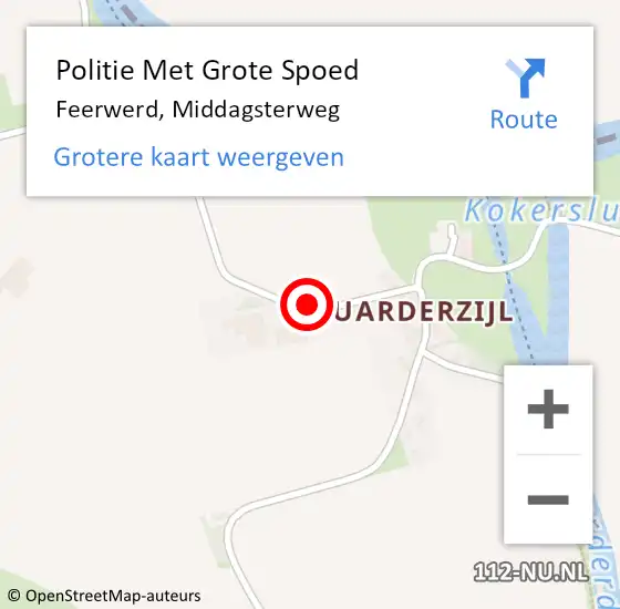 Locatie op kaart van de 112 melding: Politie Met Grote Spoed Naar Feerwerd, Middagsterweg op 3 augustus 2024 21:00