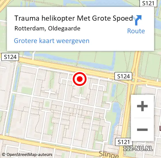 Locatie op kaart van de 112 melding: Trauma helikopter Met Grote Spoed Naar Rotterdam, Oldegaarde op 3 augustus 2024 21:24