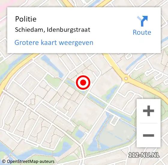 Locatie op kaart van de 112 melding: Politie Schiedam, Idenburgstraat op 3 augustus 2024 21:51