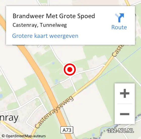 Locatie op kaart van de 112 melding: Brandweer Met Grote Spoed Naar Castenray, Tunnelweg op 3 augustus 2024 22:15