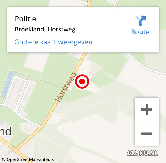 Locatie op kaart van de 112 melding: Politie Broekland, Horstweg op 3 augustus 2024 22:22