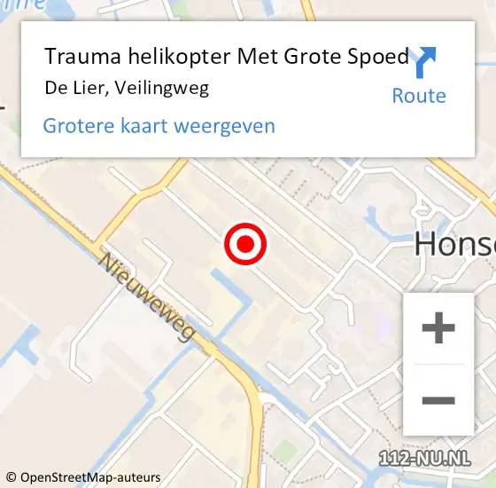 Locatie op kaart van de 112 melding: Trauma helikopter Met Grote Spoed Naar De Lier, Veilingweg op 3 augustus 2024 22:39