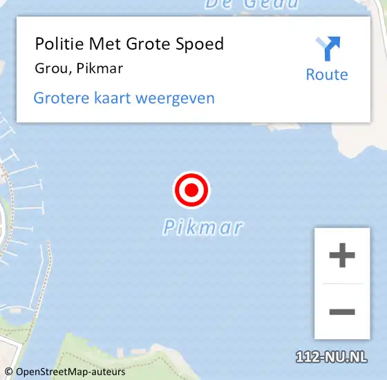 Locatie op kaart van de 112 melding: Politie Met Grote Spoed Naar Grou, Pikmar op 3 augustus 2024 22:45