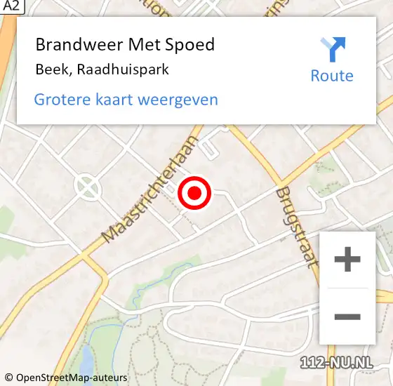 Locatie op kaart van de 112 melding: Brandweer Met Spoed Naar Beek, Raadhuispark op 3 augustus 2024 22:47