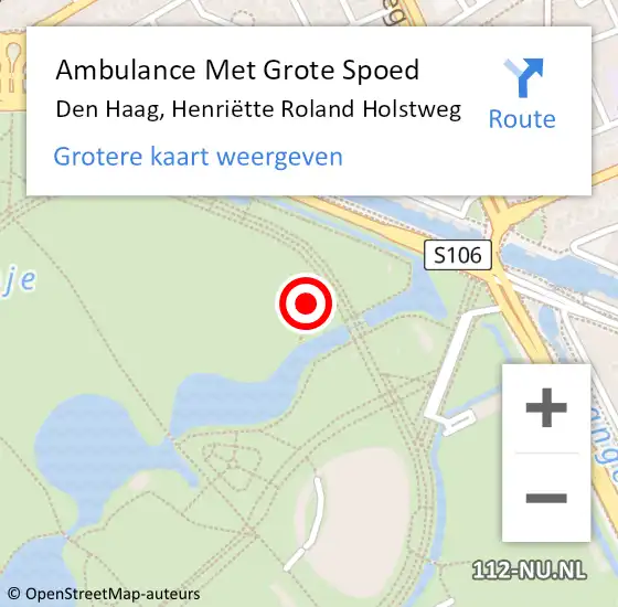 Locatie op kaart van de 112 melding: Ambulance Met Grote Spoed Naar Den Haag, Henriëtte Roland Holstweg op 3 augustus 2024 23:38