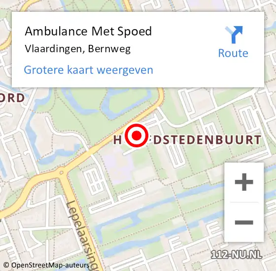 Locatie op kaart van de 112 melding: Ambulance Met Spoed Naar Vlaardingen, Bernweg op 3 augustus 2024 23:46