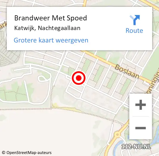 Locatie op kaart van de 112 melding: Brandweer Met Spoed Naar Katwijk, Nachtegaallaan op 3 augustus 2024 23:59