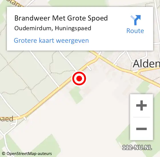 Locatie op kaart van de 112 melding: Brandweer Met Grote Spoed Naar Oudemirdum, Huningspaed op 4 augustus 2024 00:25