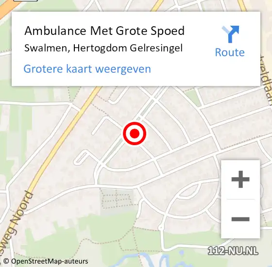 Locatie op kaart van de 112 melding: Ambulance Met Grote Spoed Naar Swalmen, Hertogdom Gelresingel op 4 augustus 2024 00:35