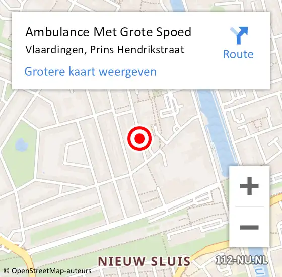 Locatie op kaart van de 112 melding: Ambulance Met Grote Spoed Naar Vlaardingen, Prins Hendrikstraat op 4 augustus 2024 00:36